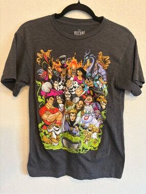 Disney Villains Graphic Tee Women’s Small Gray Maleficent Ursula Cruella Shirt